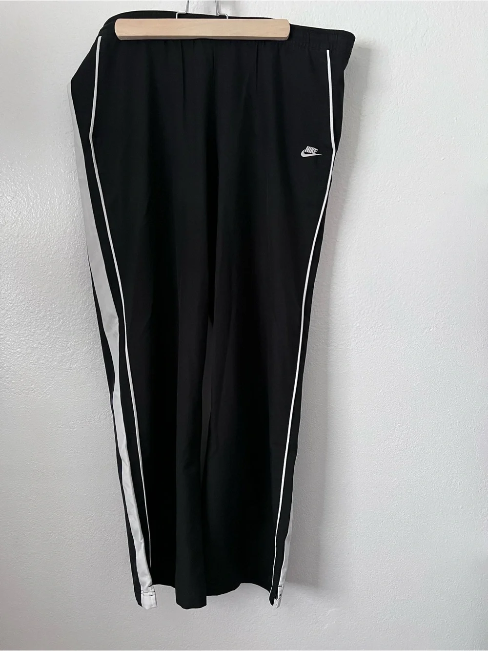 Nike Black White Side Stripe Track Pants Drawstring Athletic Jogger Size M